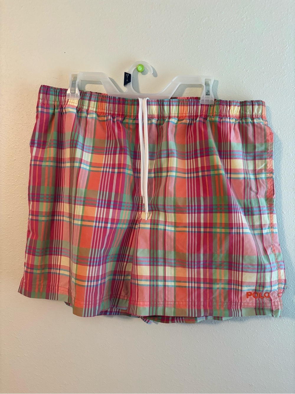 Polo sport men’s size extra large Plaid Swim Shorts in Coral Multi